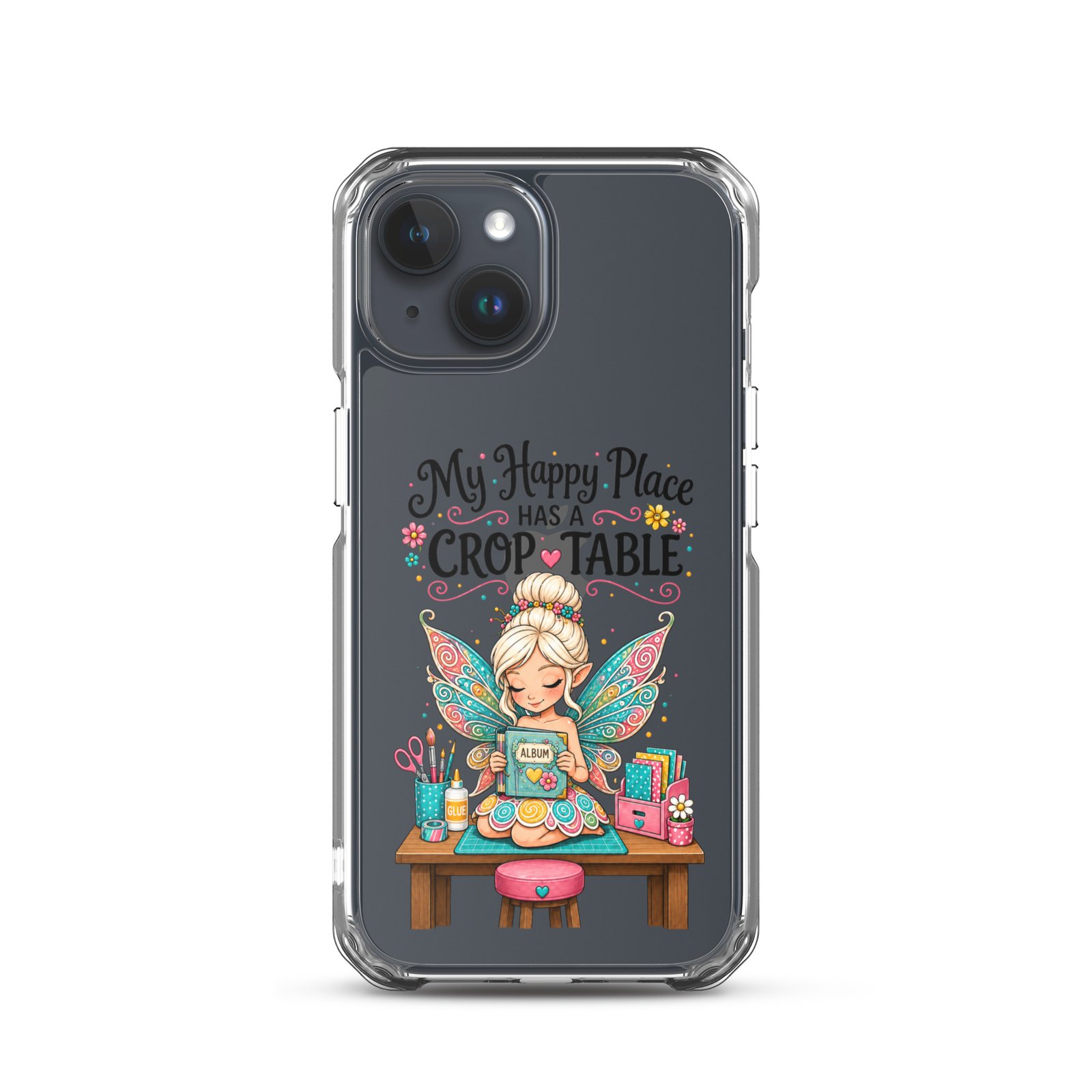 My Happy Place Has A Crop Table - Clear Case for iPhone® - Image 9
