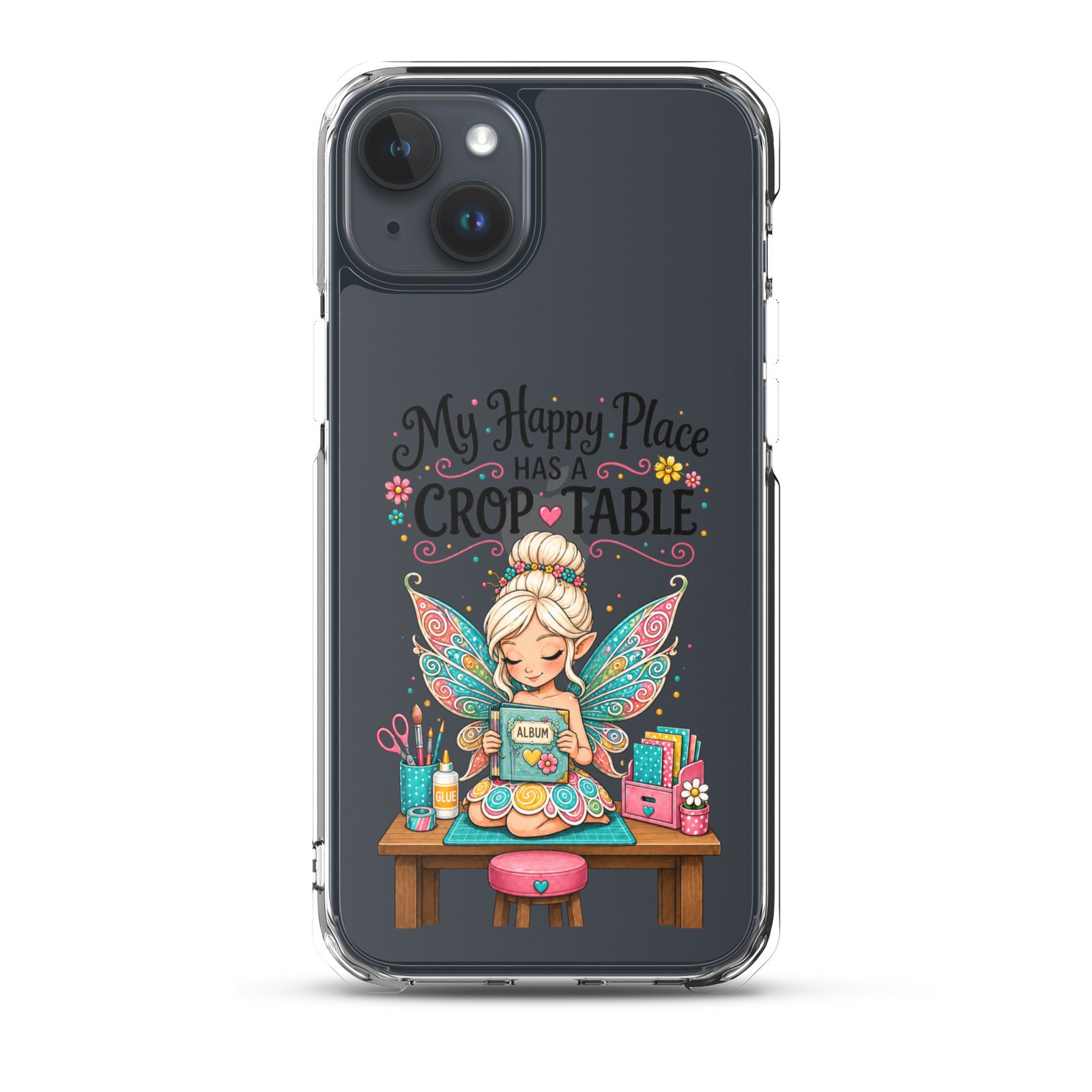 My Happy Place Has A Crop Table - Clear Case for iPhone® - Image 3