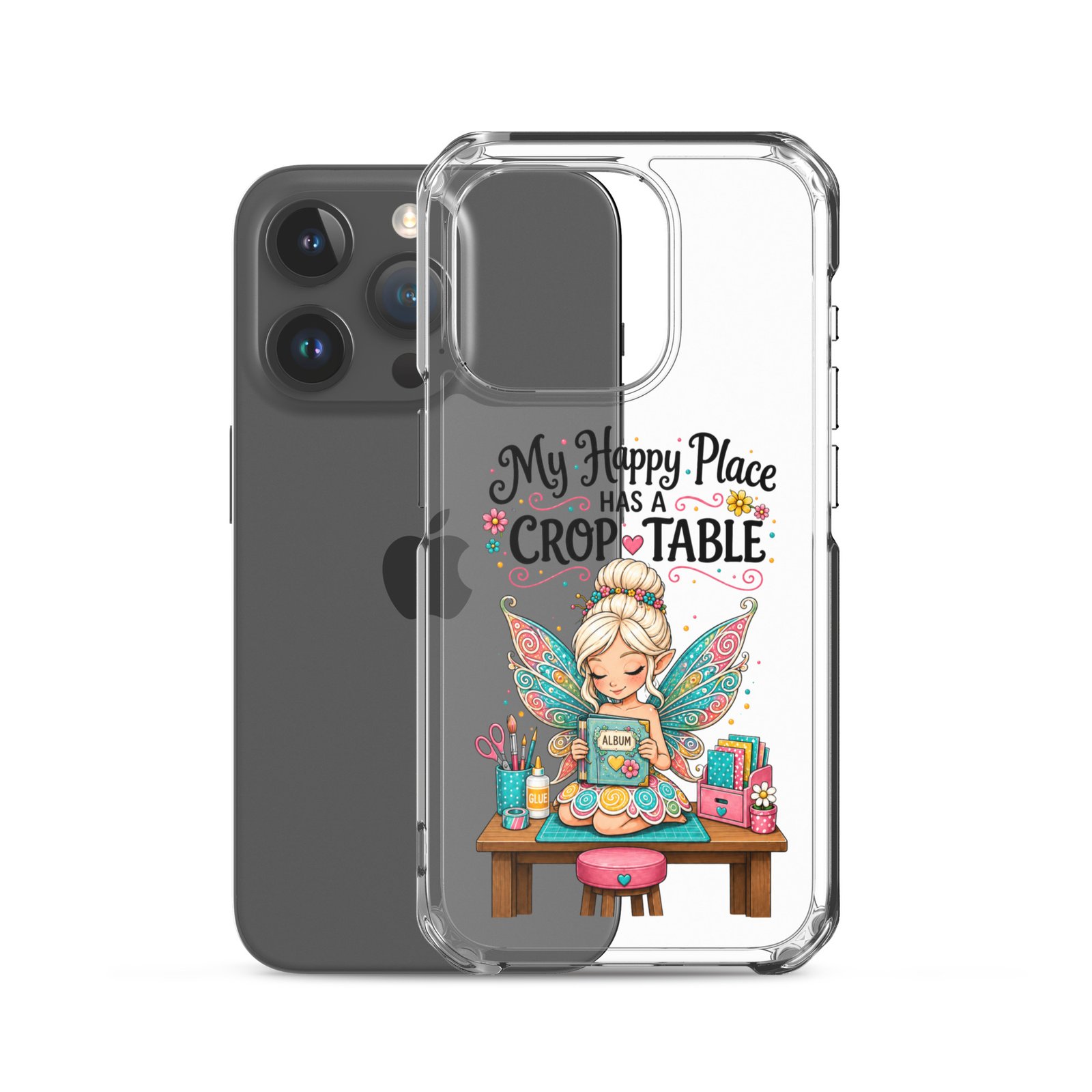 My Happy Place Has A Crop Table - Clear Case for iPhone® - Image 8