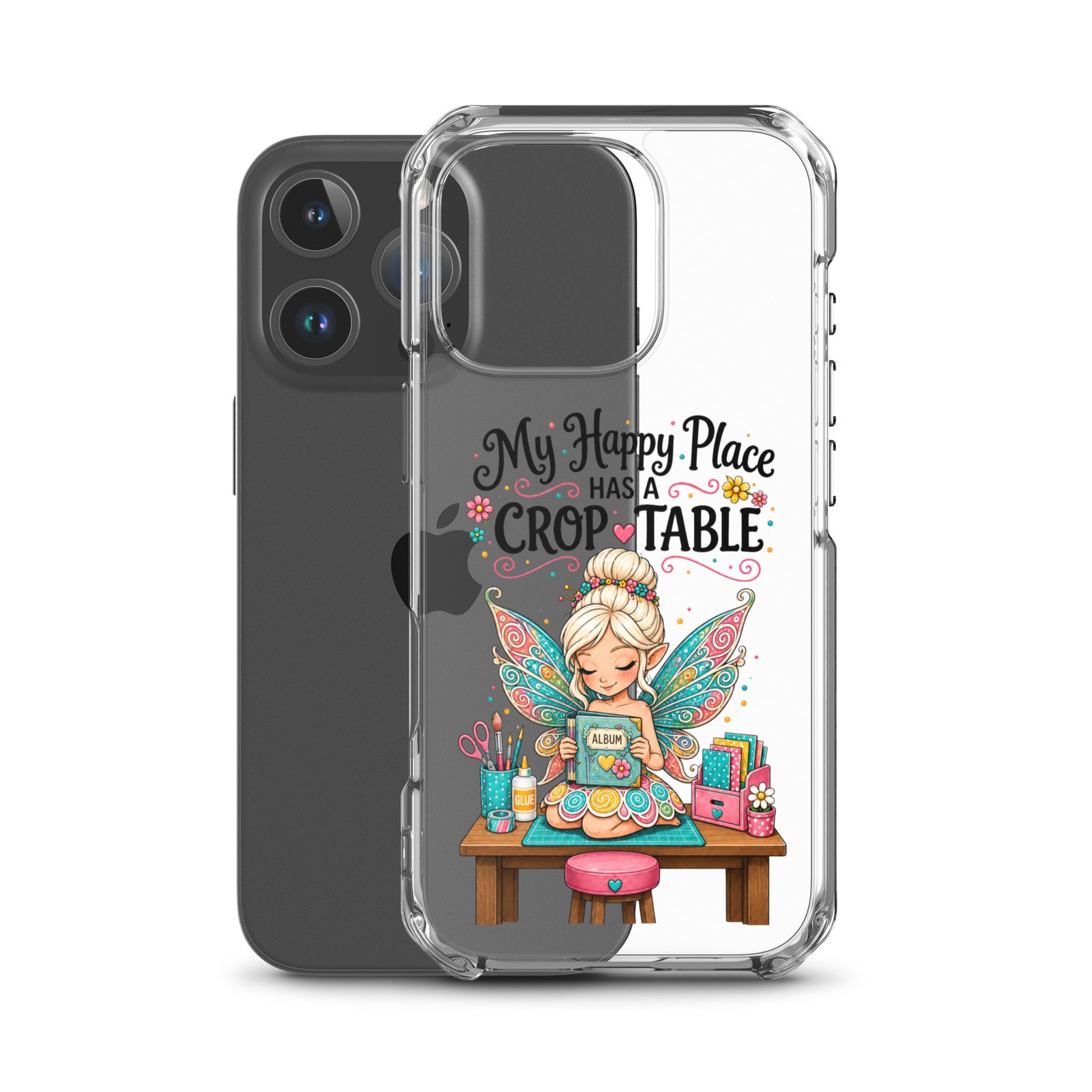 My Happy Place Has A Crop Table - Clear Case for iPhone® - Image 16