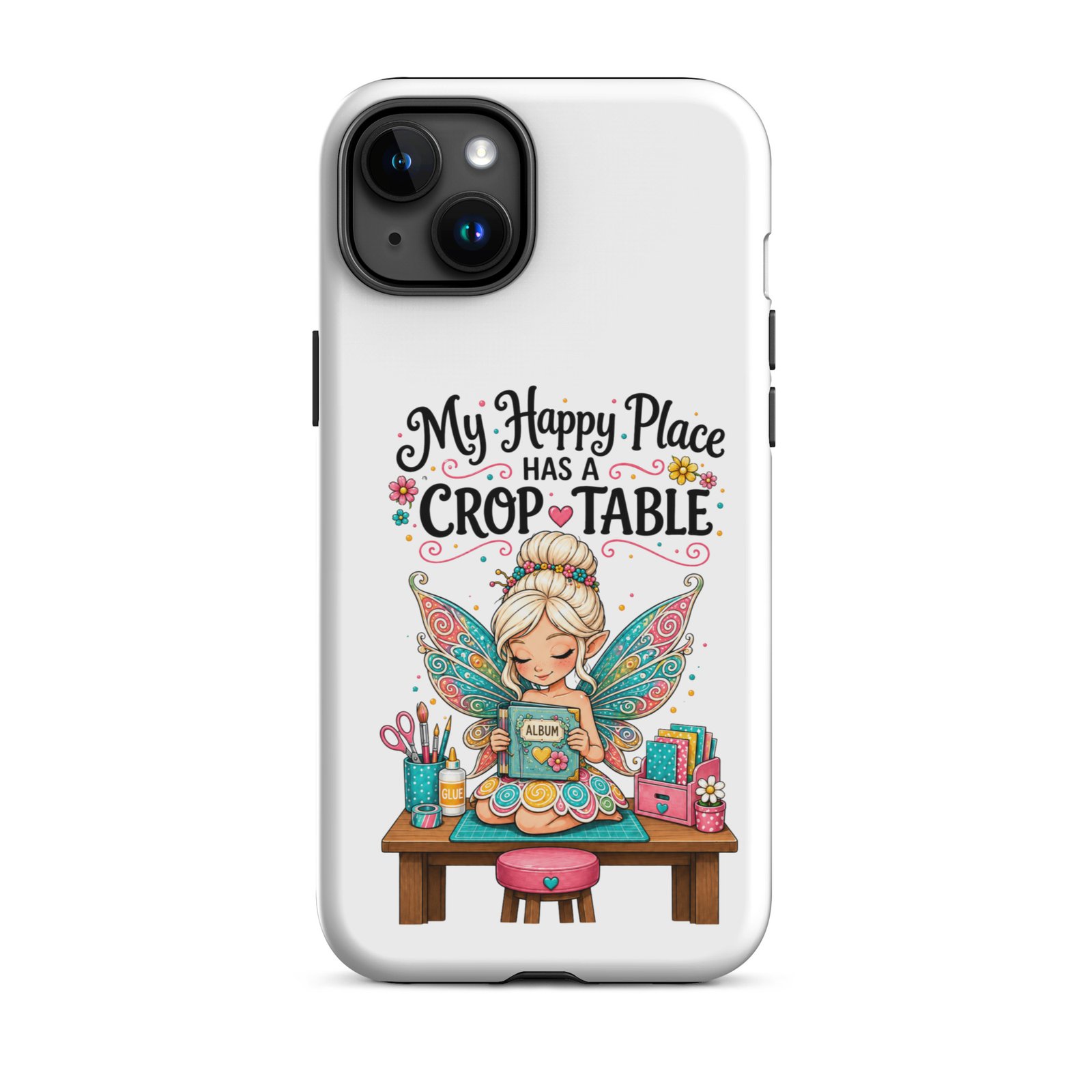 My Happy Place Has A Crop Table - Tough Case for iPhone® - Image 3